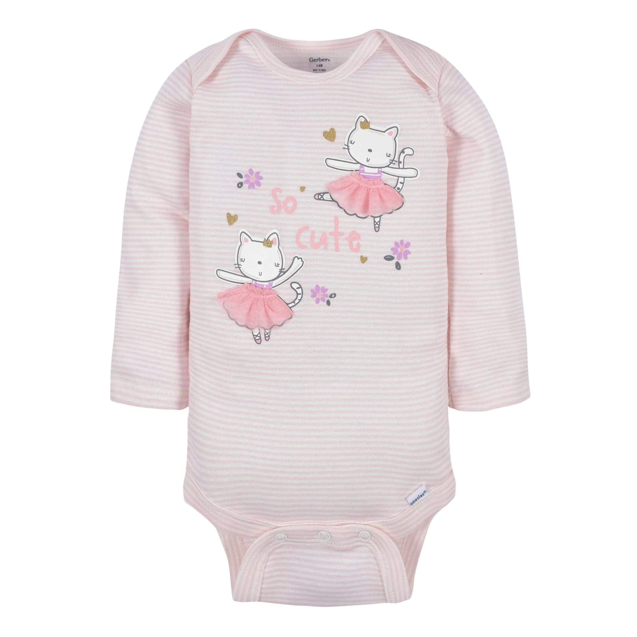 3-Pack Baby Girls Ballerina Long Sleeve Onesies Bodysuits