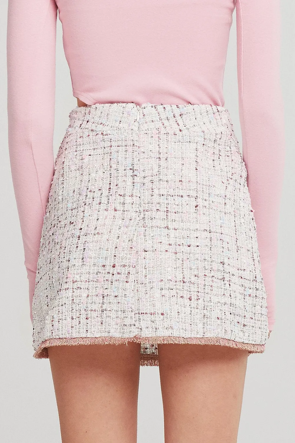 Arden Gold-Trim Tweed Skort