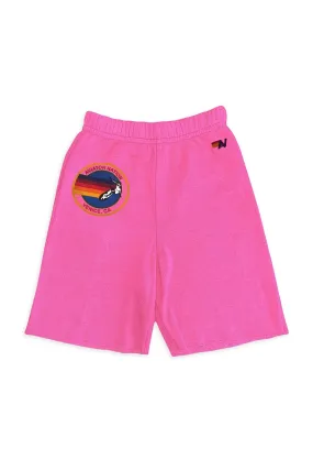 AVIATOR NATION KIDS SWEATSHORTS - NEON PINK