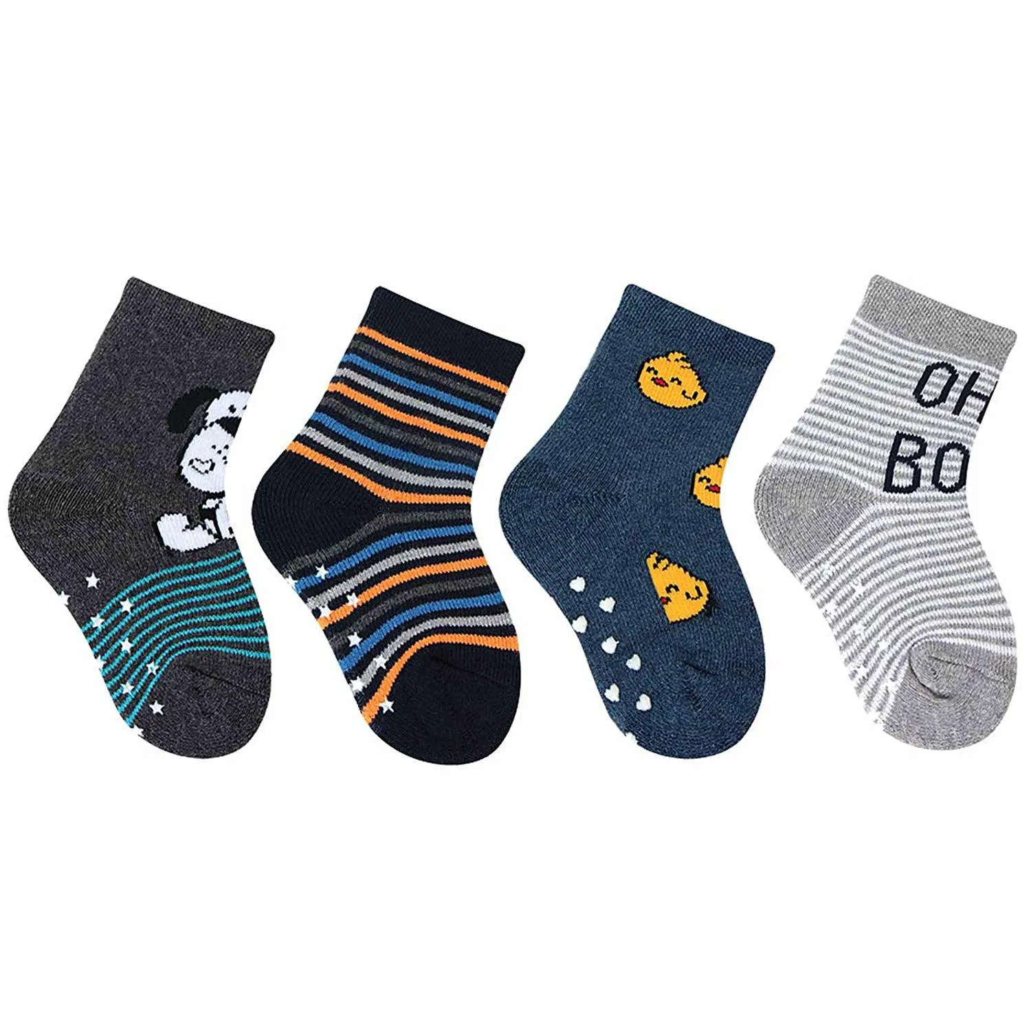 Baby Cushion Socks With Cute Prints - Pack Of 4