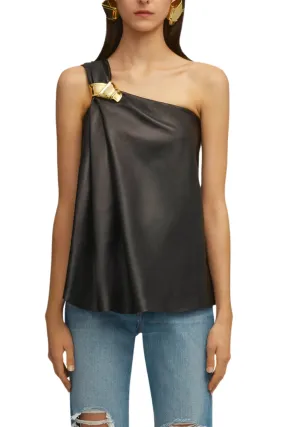 Brandon Maxwell Delia One Shoulder Knot Top