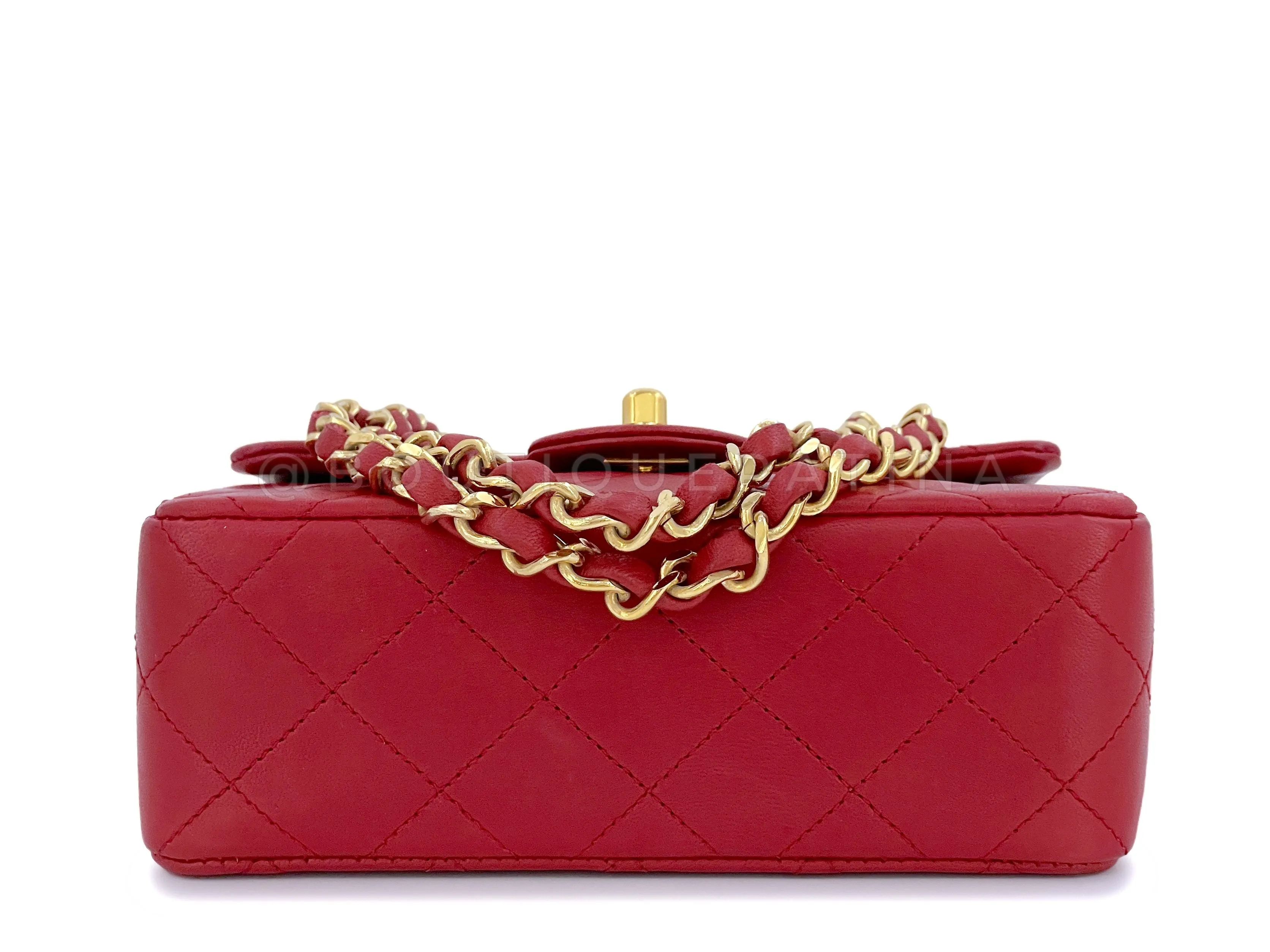 Chanel 1988 Vintage Red Square Mini Flap Bag 24k GHW