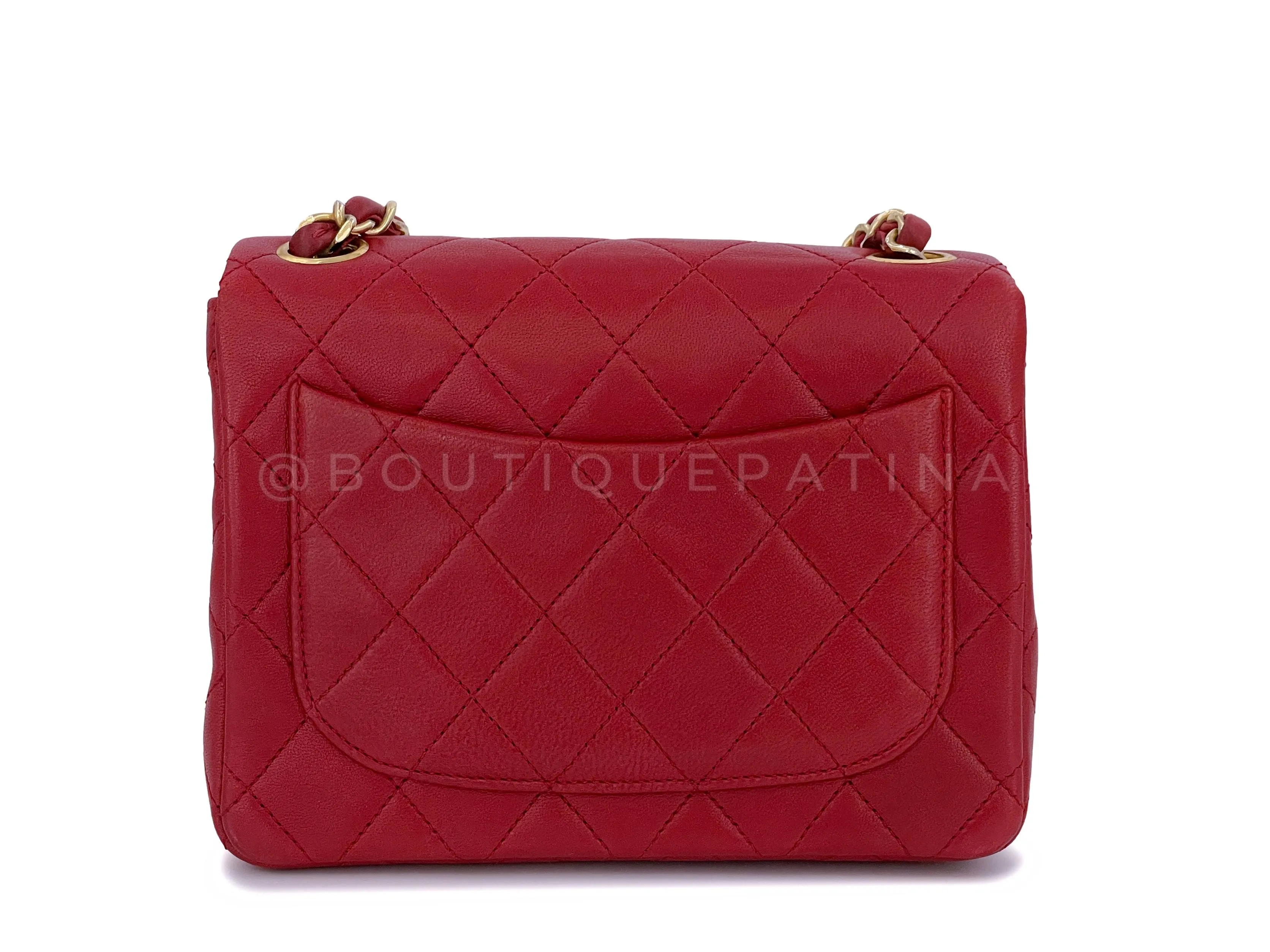 Chanel 1988 Vintage Red Square Mini Flap Bag 24k GHW