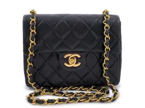 Chanel 1989 Vintage Black Classic Square Mini Flap Bag 24k GHW