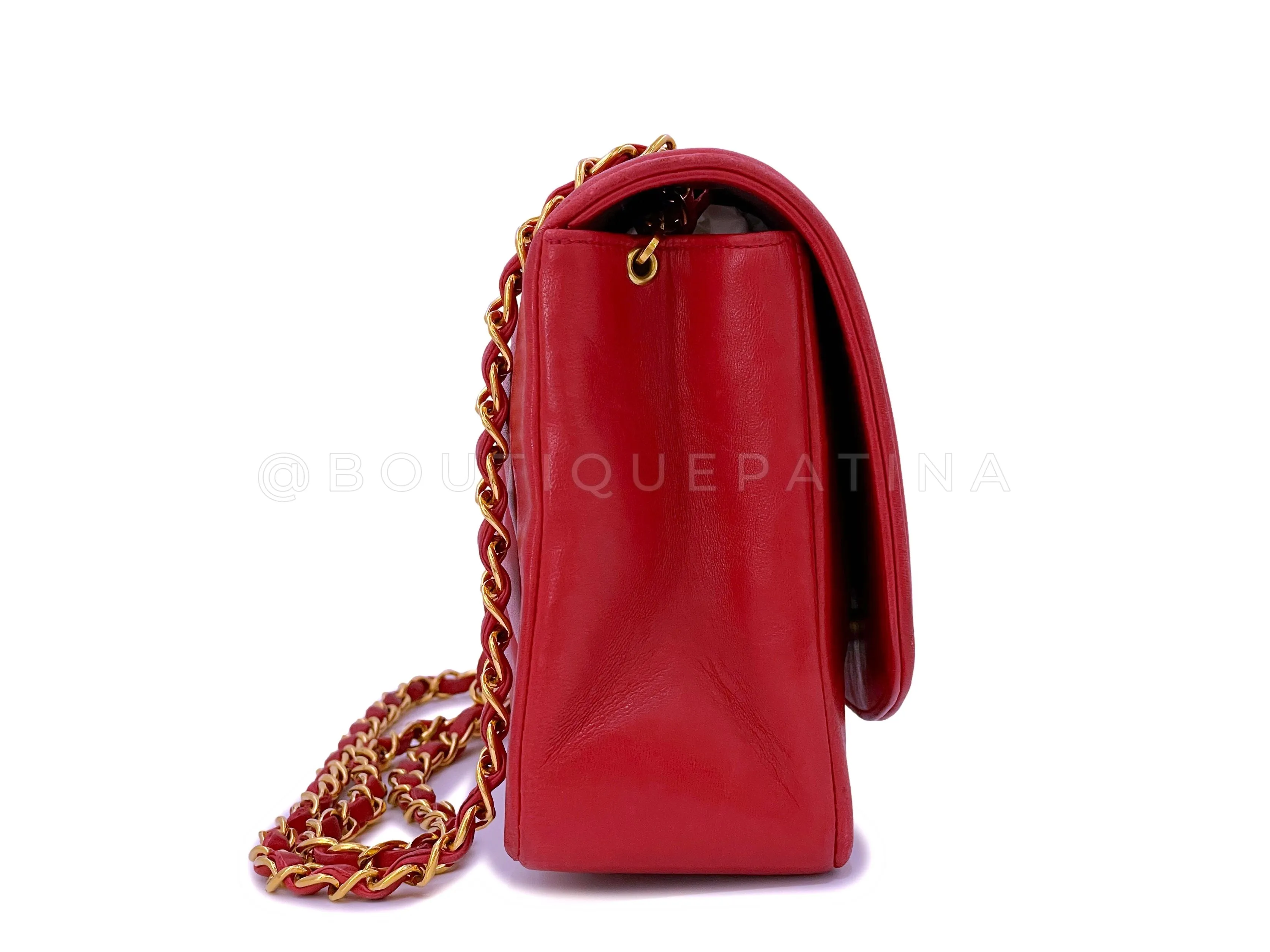 Chanel 1993 Vintage Red Medium Diana Flap Bag 24k GHW