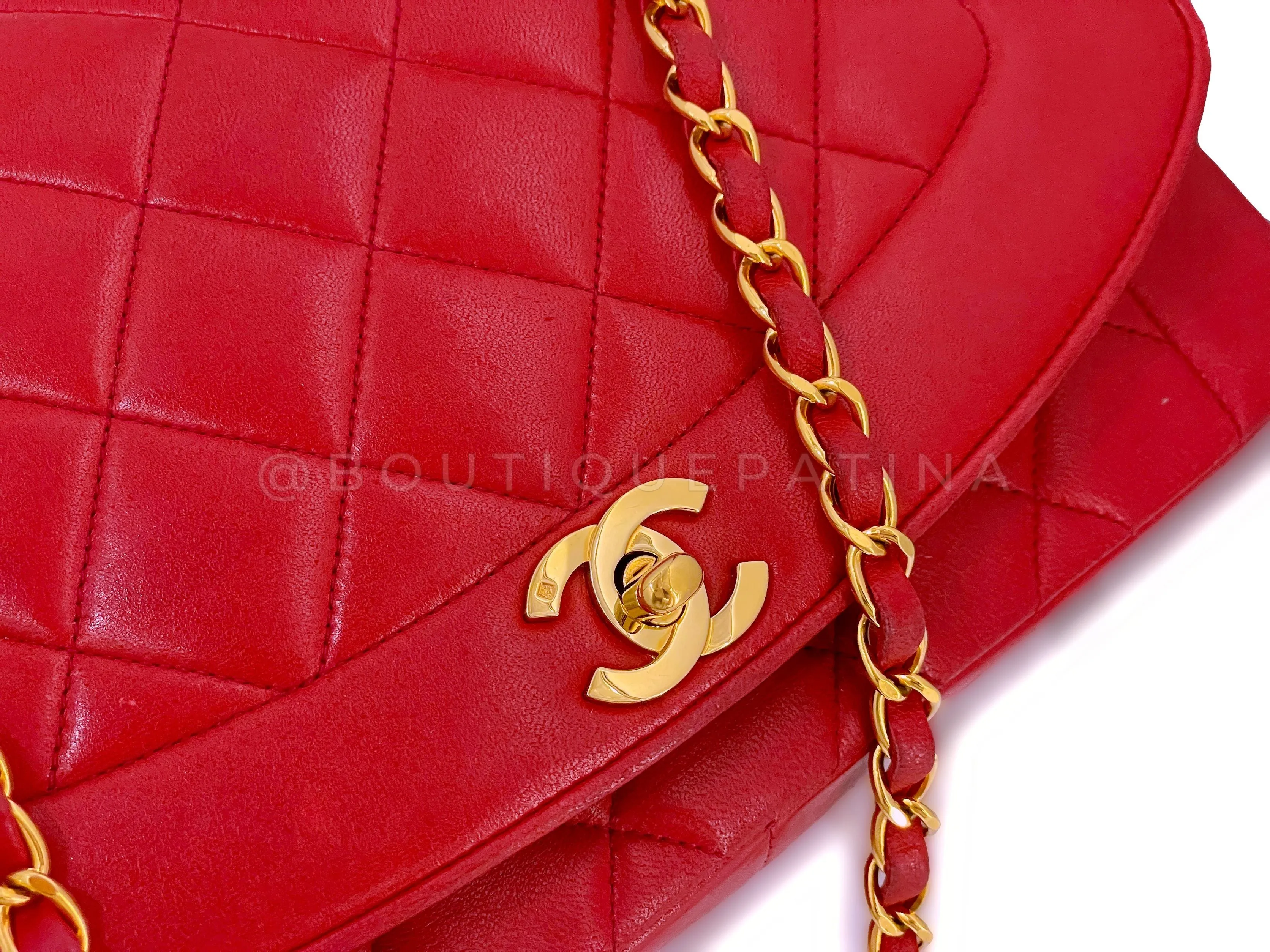 Chanel 1993 Vintage Red Medium Diana Flap Bag 24k GHW