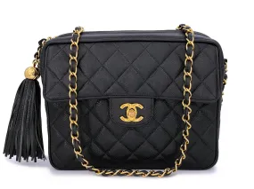 Chanel 1994 Vintage Black Caviar Small Flap Camera Case Bag 24k GHW