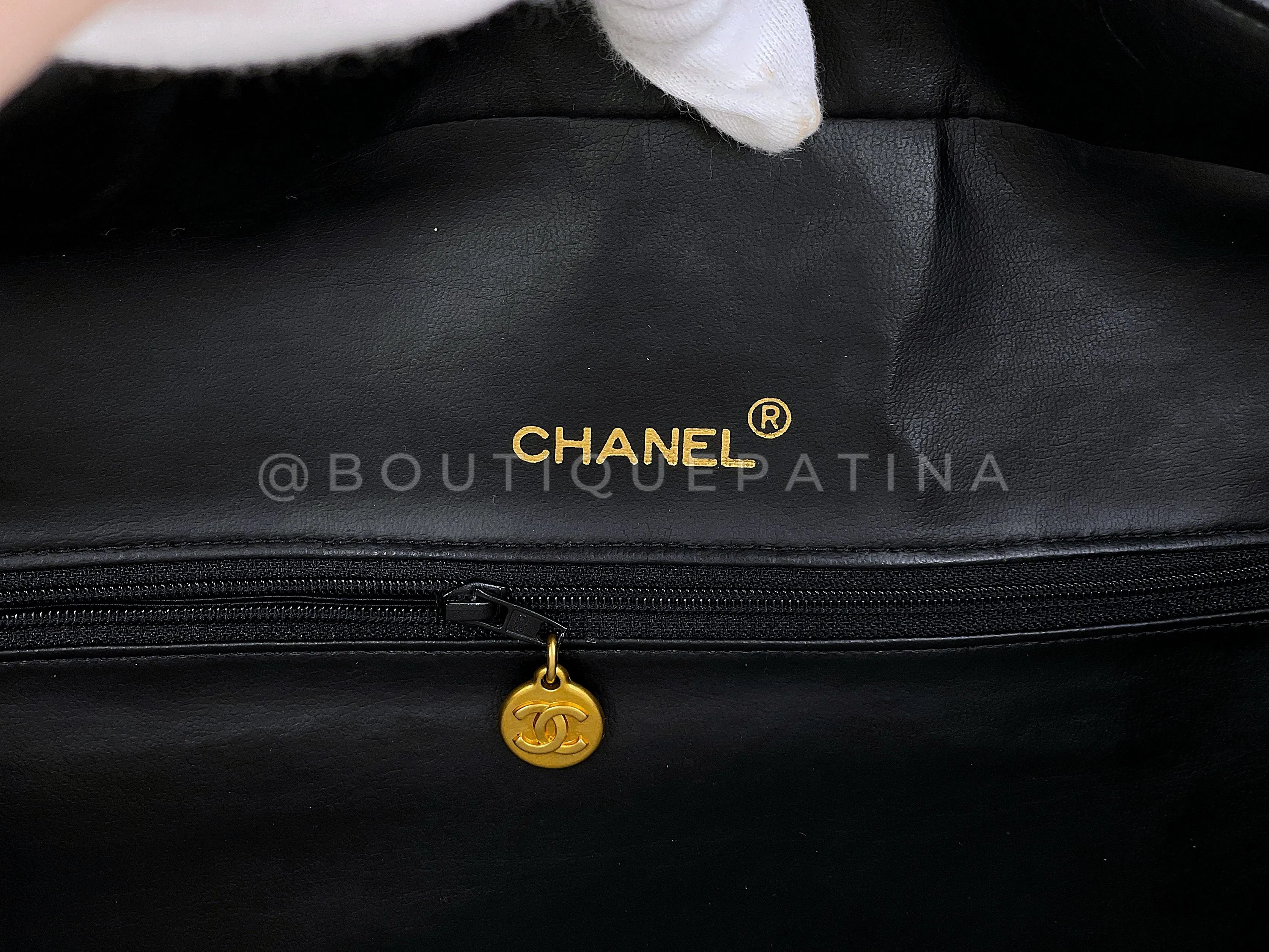 Chanel 1995 Vintage Black Letter Large Bowler Duffle Bag U3N