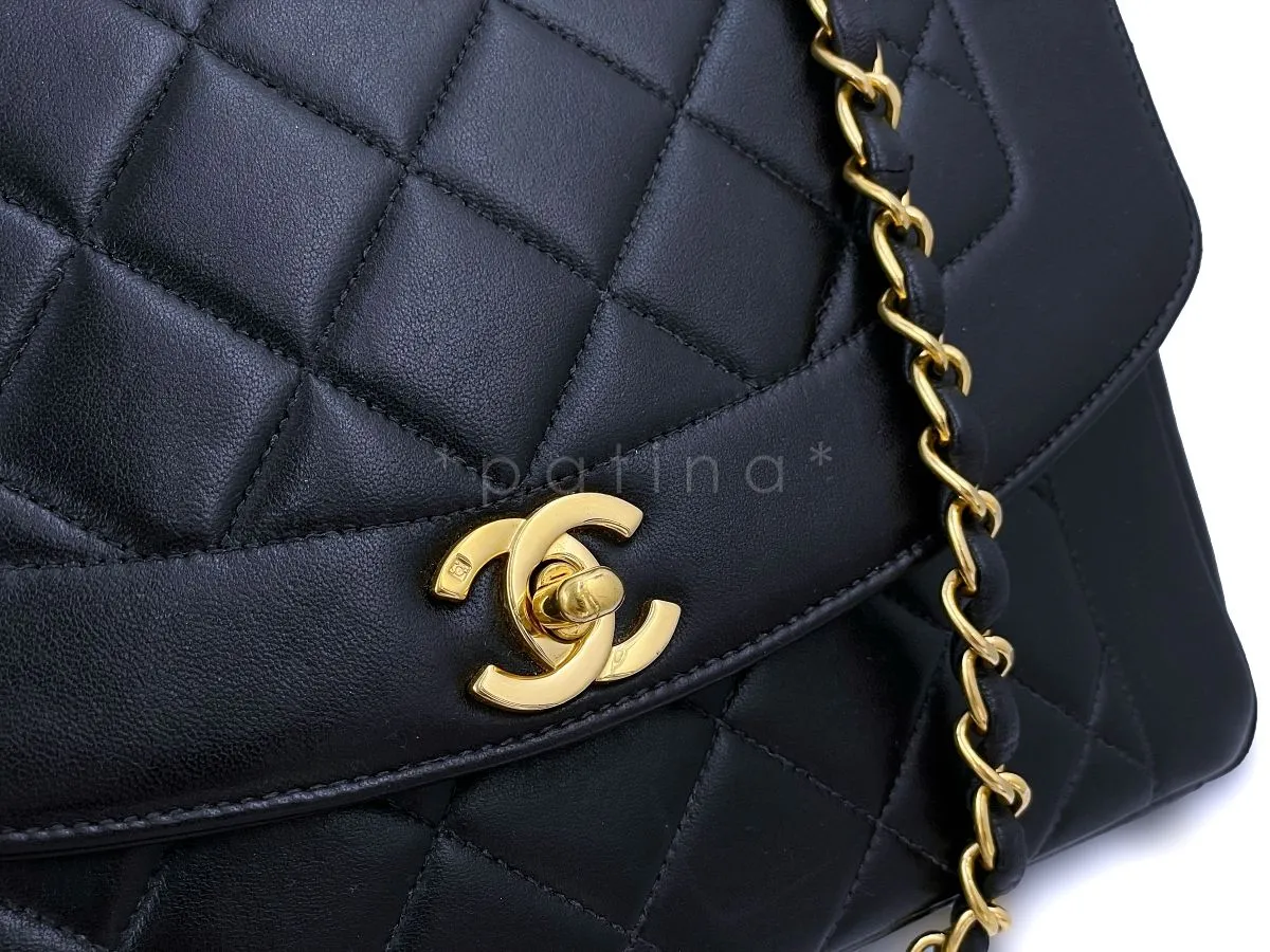 Chanel 1997 Black Vintage Medium Diana Flap Bag Pocket 24k GHW