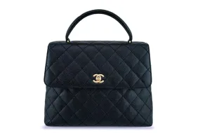 Chanel Black Caviar Classic Quilted Kelly Flap Bag 24k GHW