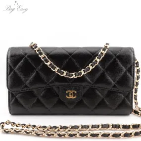 CHANEL Caviar Classic Flap Gusseted Wallet on Chain