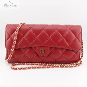 CHANEL Lambskin Classic Flap Gusseted Wallet on Chain