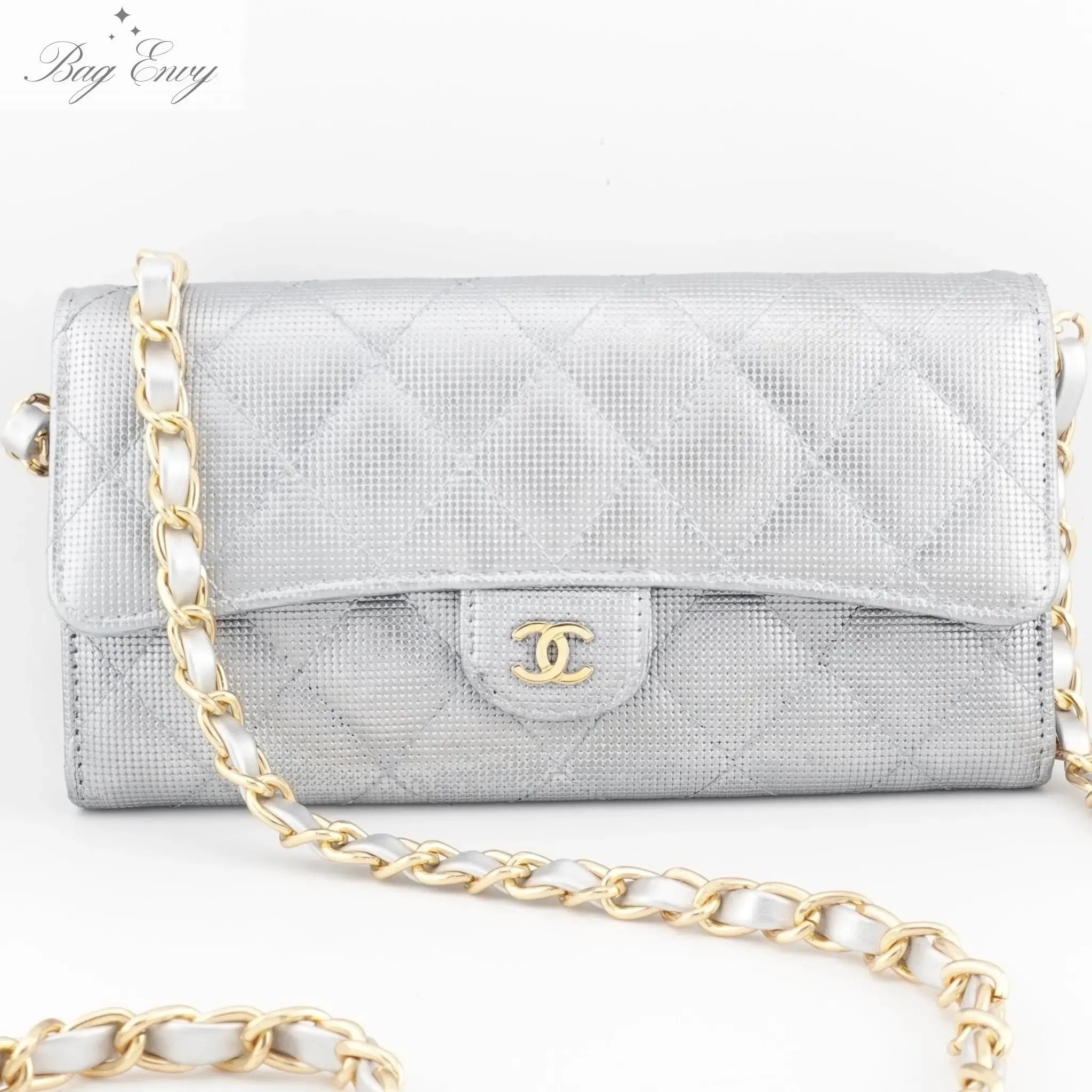 CHANEL Perforated Leather Classic Flap Gusseted Wallet on Chain