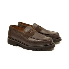 Chicago lugged penny loafer in two tone brown suede and Scotch grain calf (restock)