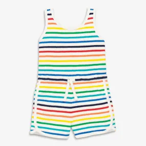 Clearance towel terry romper in rainbow stripe