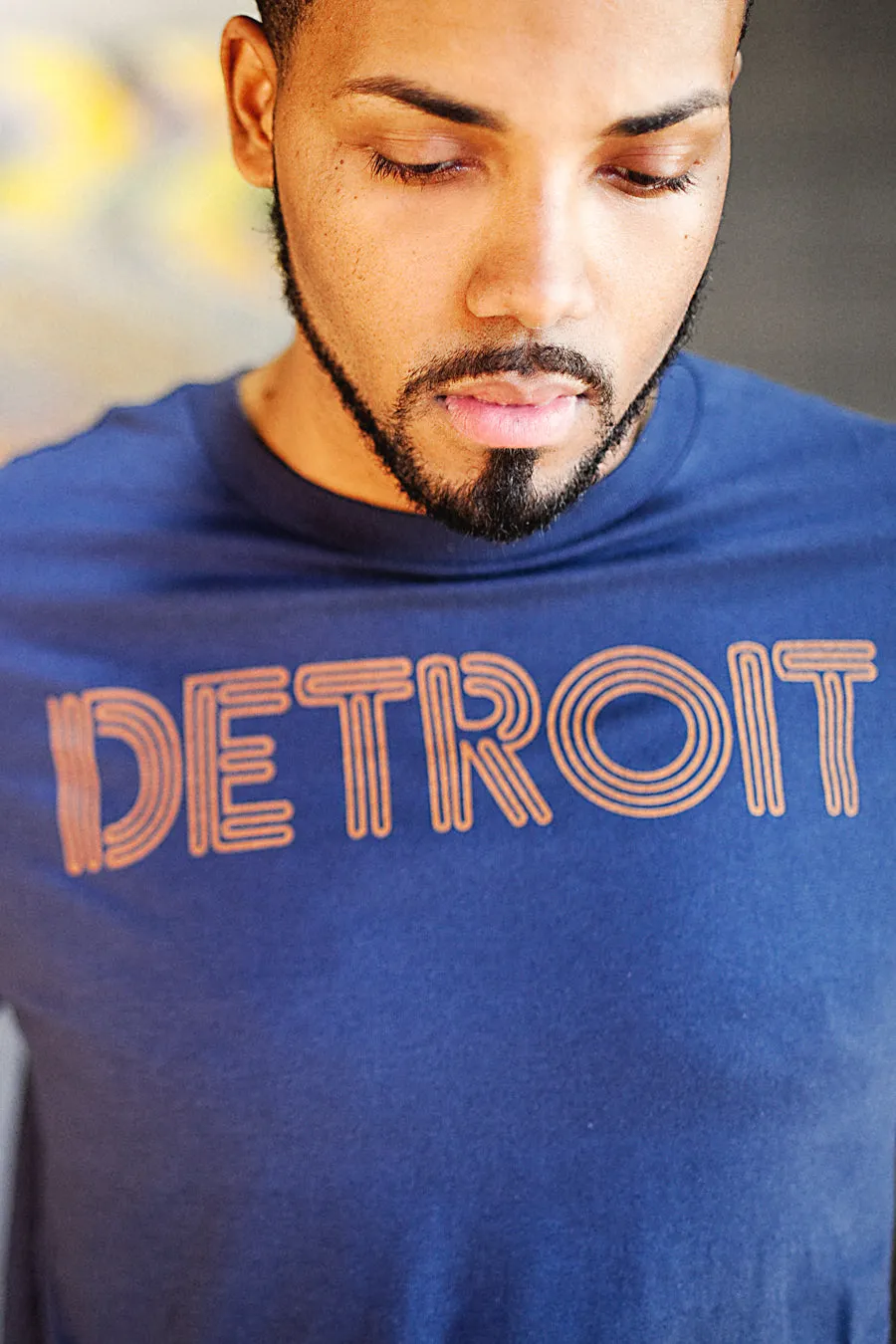 Detroit Neon T-shirt - Navy / Orange Unisex