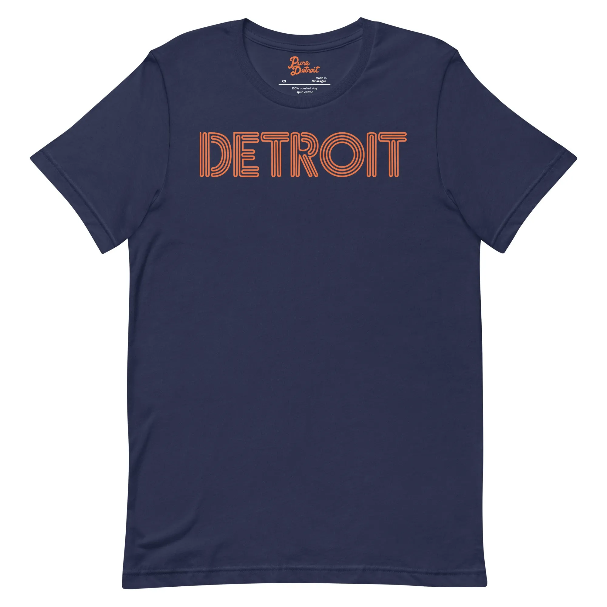 Detroit Neon T-shirt - Navy / Orange Unisex