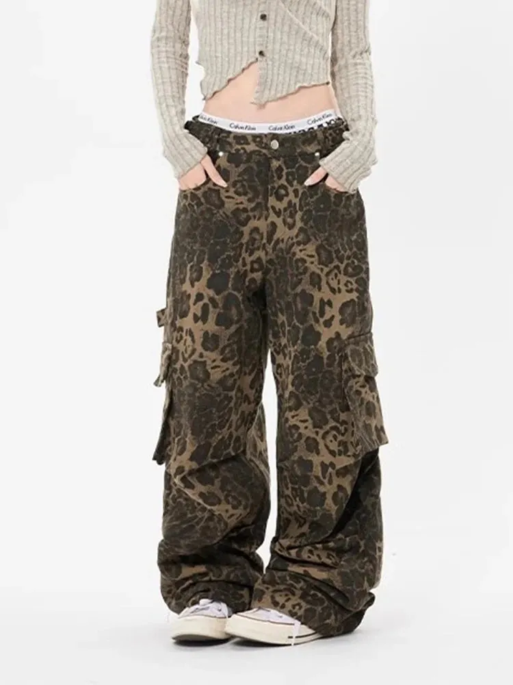 HEYFANCYSTYLE Leopard Cargo Pants