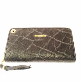 Large Zipper Wallet in Black Elephant Leather