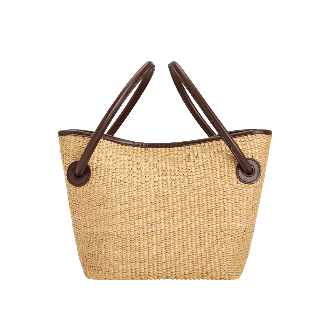 Leather-trimmed Raffia Bucket Bag(Final Sale)