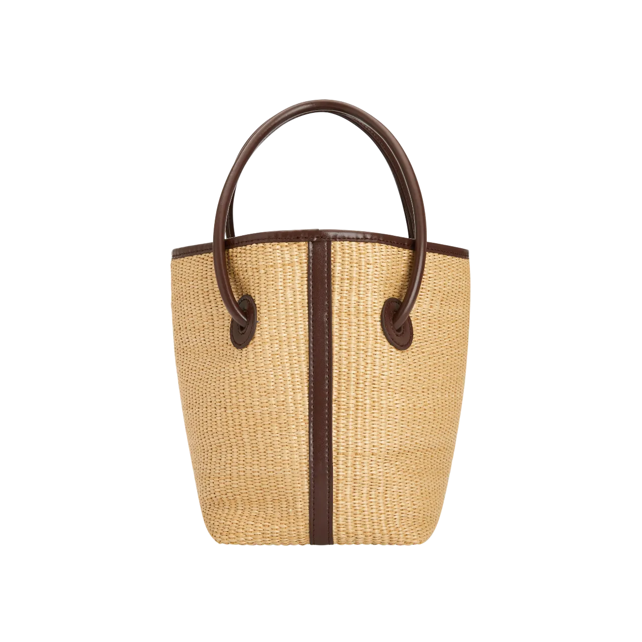 Leather-trimmed Raffia Bucket Bag(Final Sale)