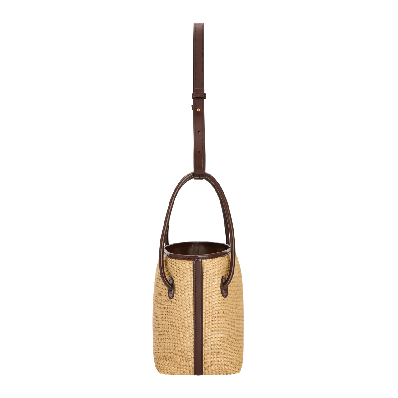 Leather-trimmed Raffia Bucket Bag(Final Sale)