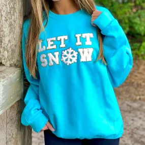 Let It Snow Letter Patch Crewneck Sweatshirt