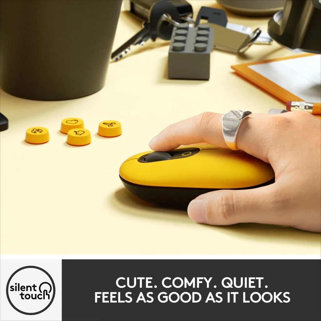 Logitech POP Mouse, Wireless Customisable Emojis, SilentTouch Technology, Precision Scroll, Bluetooth USB Multi-device