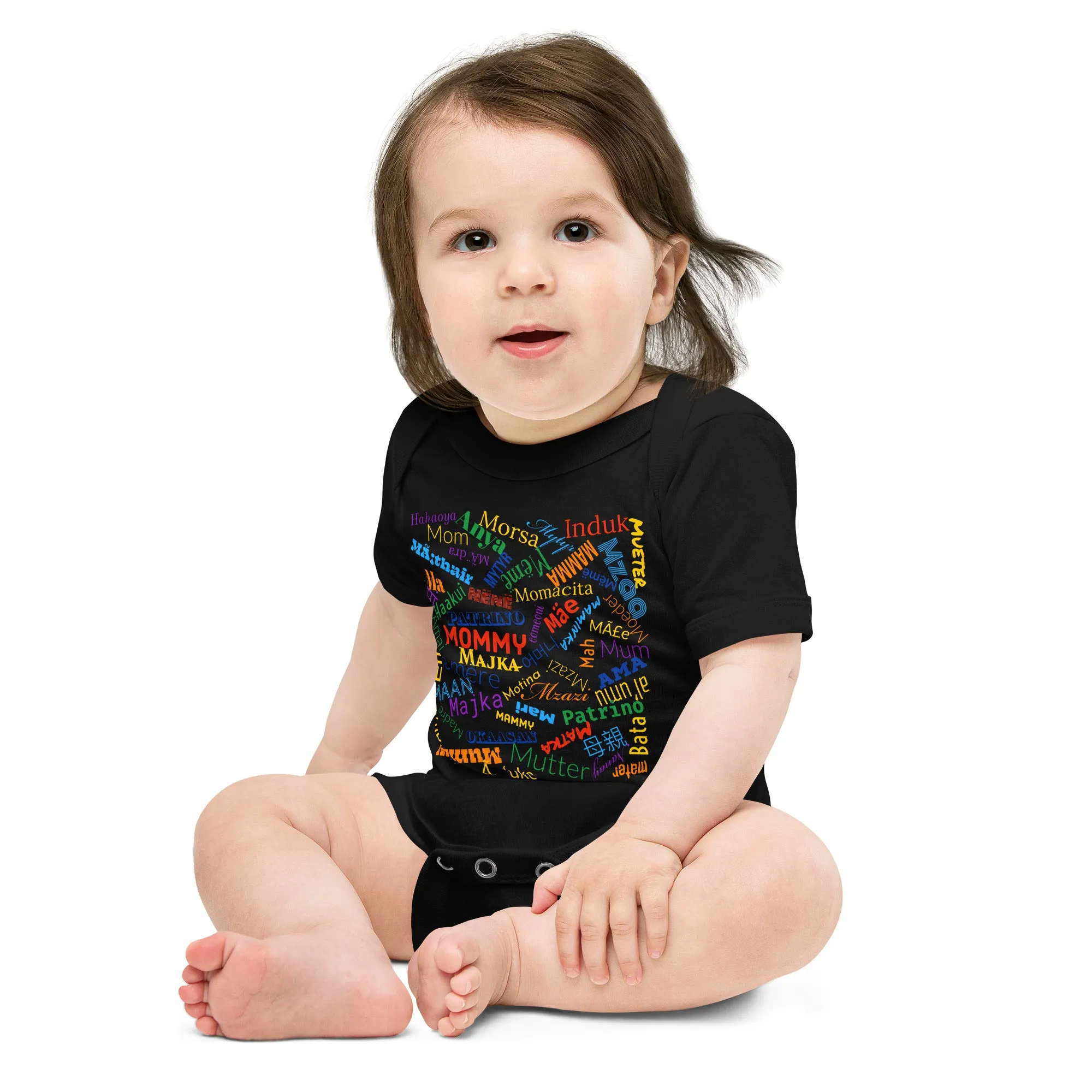 Mom rainbow multi languages Baby short sleeve one piece