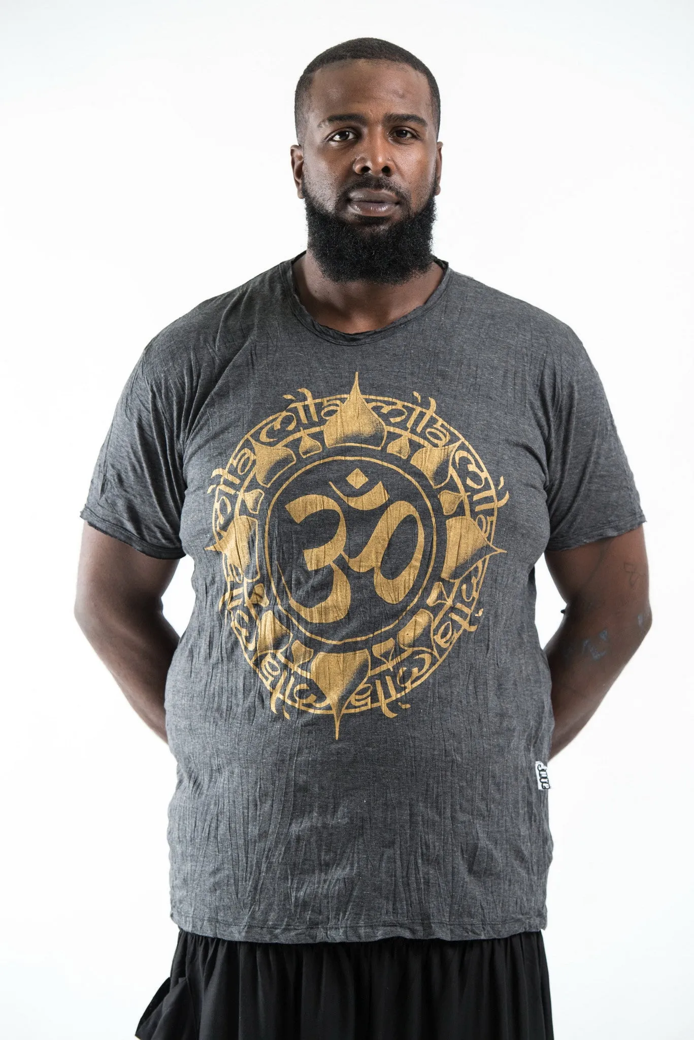 Plus Size Sure Design Men's Infinitee Ohm T-Shirt Gold on Black