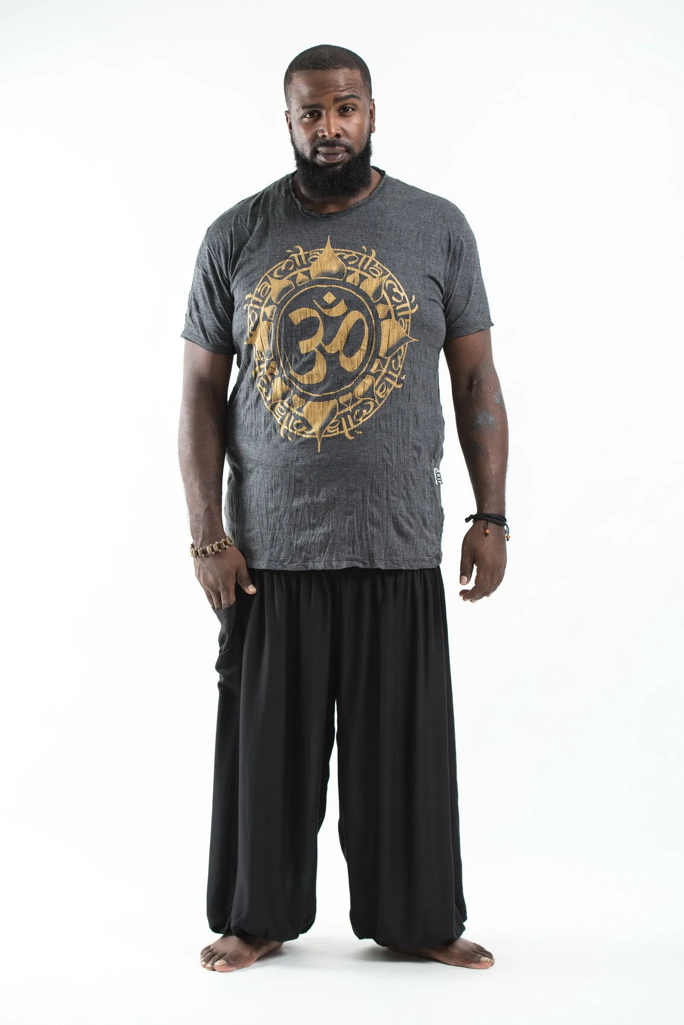 Plus Size Sure Design Men's Infinitee Ohm T-Shirt Gold on Black