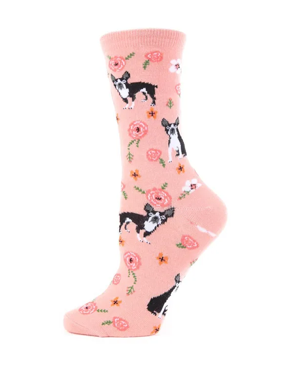 "French Bulldog And Roses"  Crew Bamboo Socks by Me Moí