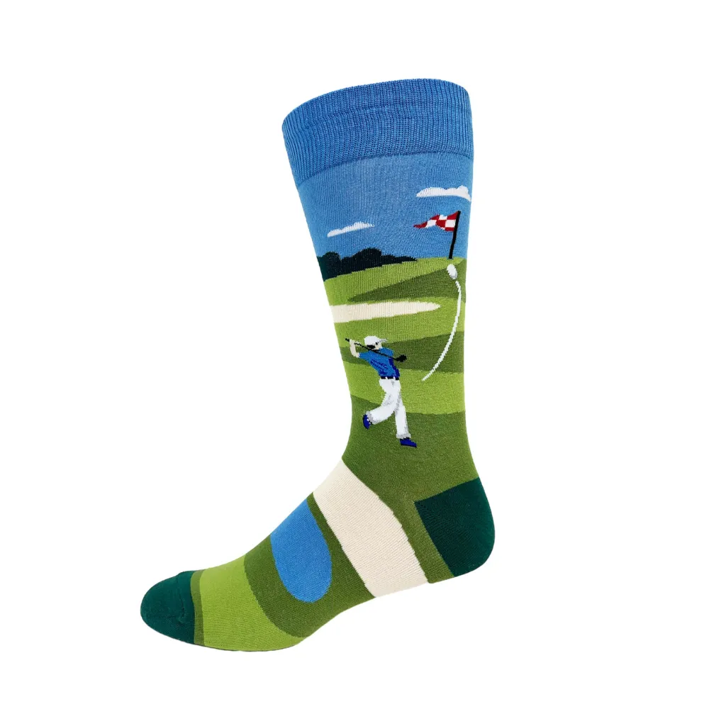 "Golf Swing" Cotton Socks by Crazy Toes - Large