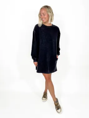 Ricky Washed Sweatshirt Tunic- BLACK