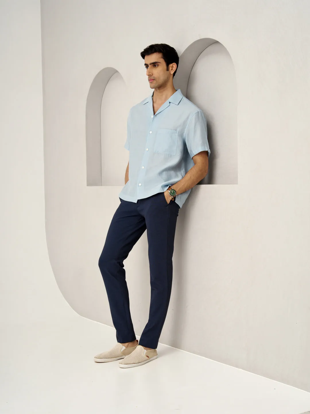 Sail Blue Textured Power-Stretch Pants