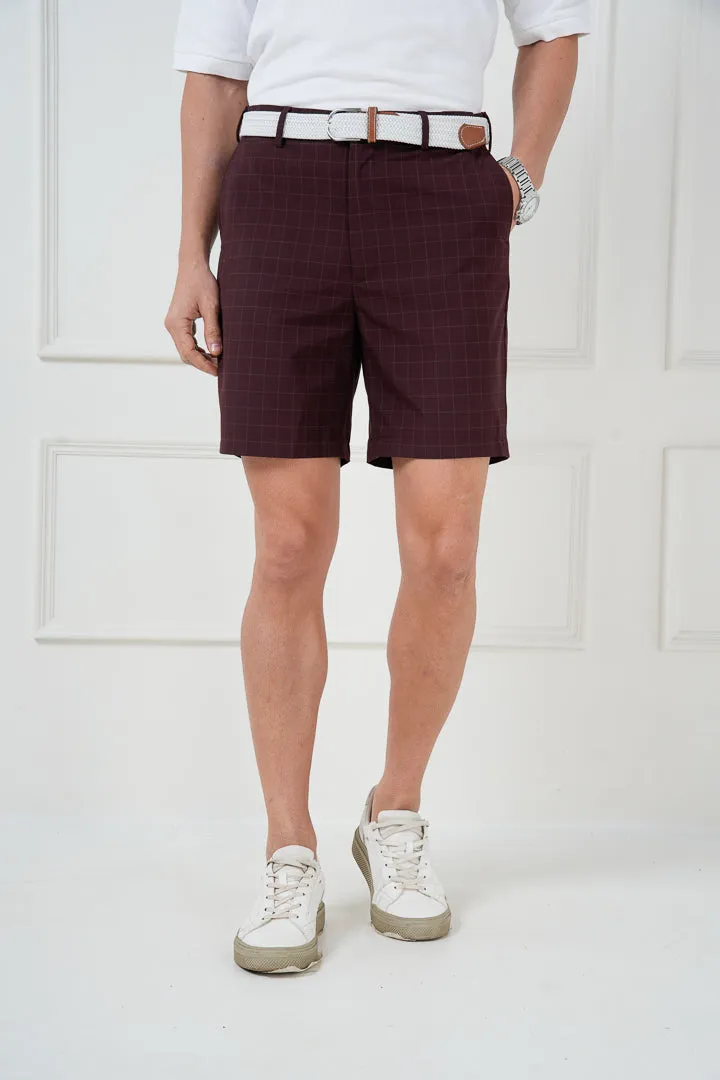 Sangria Wine Checks Stretch Chino Shorts