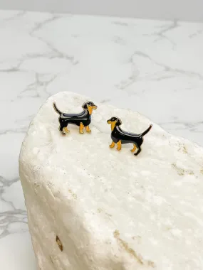 Signature Pet Enamel Studs by Prep Obsessed - Black & Brown Dachshund