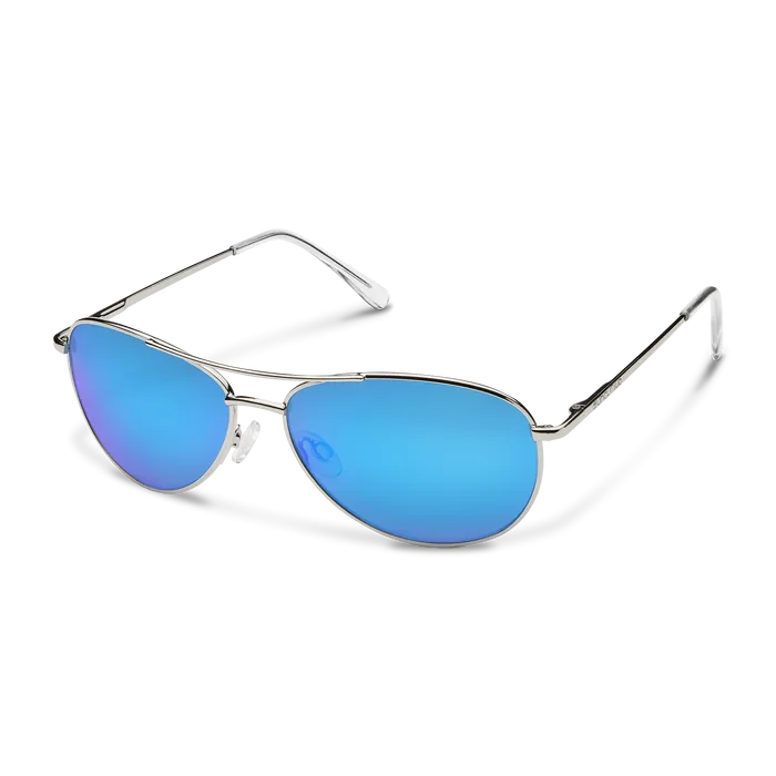 Suncloud Patrol Silver Sunglasses w/ Polarized Blue Mirror Lens