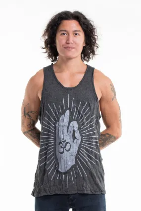 Sure Design Men's Hand of Om Tank Top Silve on Black